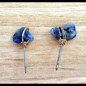 Sodalite blue gemstone wrap earrings